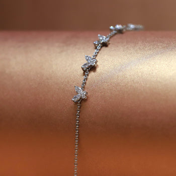 18ct White Gold Fine Butterfly Marquise Diamond Bracelet