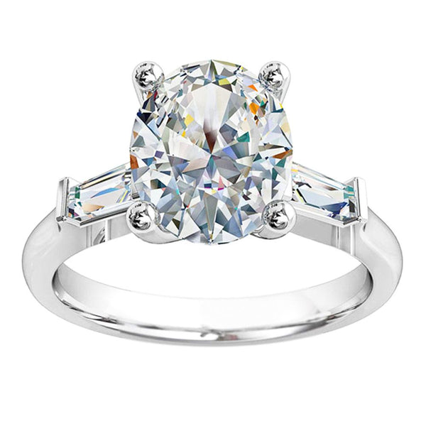 round brilliant cut diamond trilogy solitaire engagement ring
