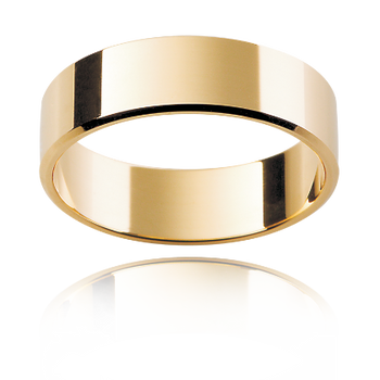 A yellow gold classic flat bevelled mens wedding ring