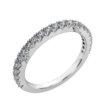 A platinum or white gold women's diamond wedding ring set with round brilliant cut diamonds