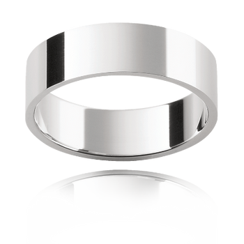 A platinum or white gold men's classic flat wedding ring