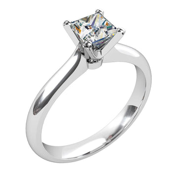 A platinum or white gold princess cut diamond solitaire engagement ring 