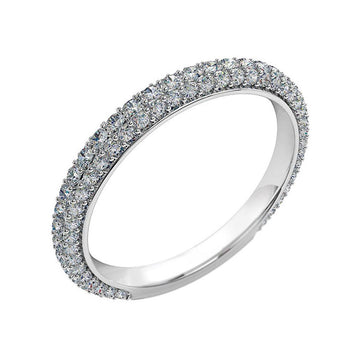 A platinum or white gold pave set womens diamond wedding ring with round brilliant cut diamonds