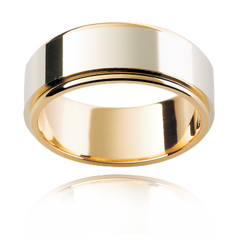 A white and yellow gold men's classic two tone wedding ring