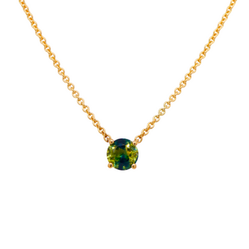18ct Yellow Gold Pendant with Round Cut Parti Sapphire