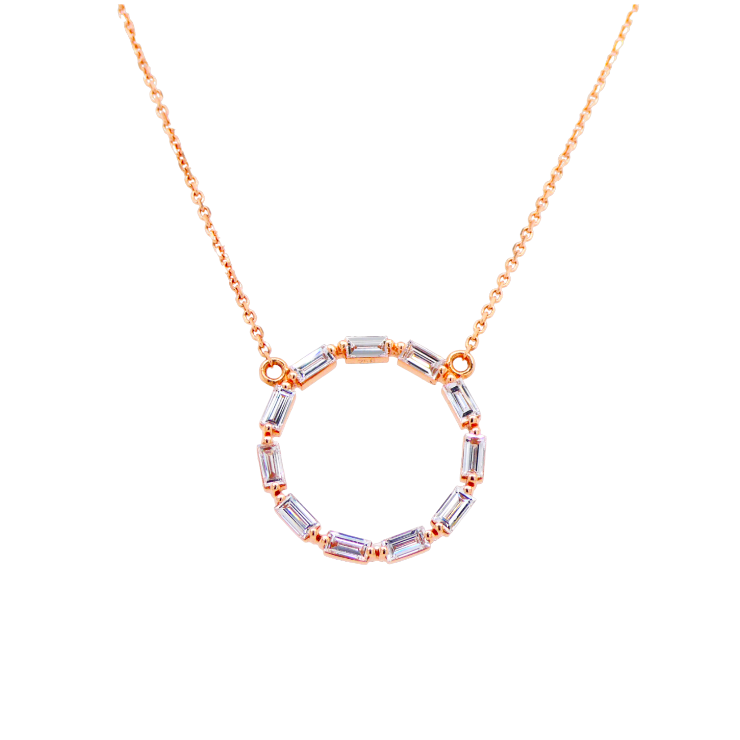 18ct Rose Gold Baguette Eternity Pendant Necklace