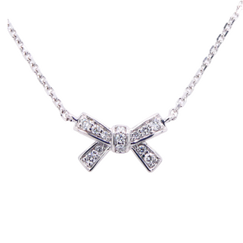 18ct White Gold Ribbon Diamond Pendant Necklace