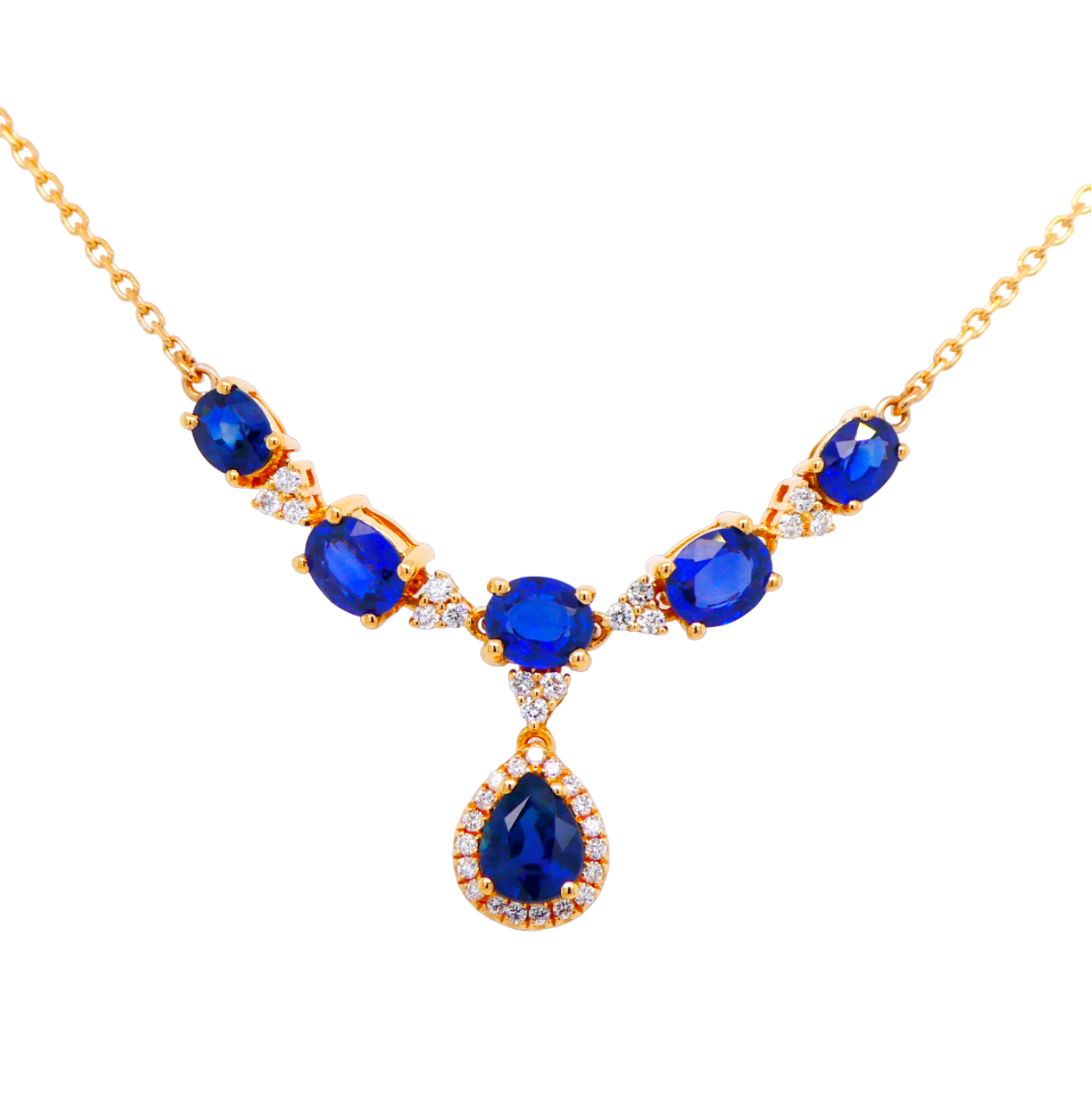 Sapphire and Diamond Heart Pendant Necklace in Yellow Gold | New York  Jewelers Chicago