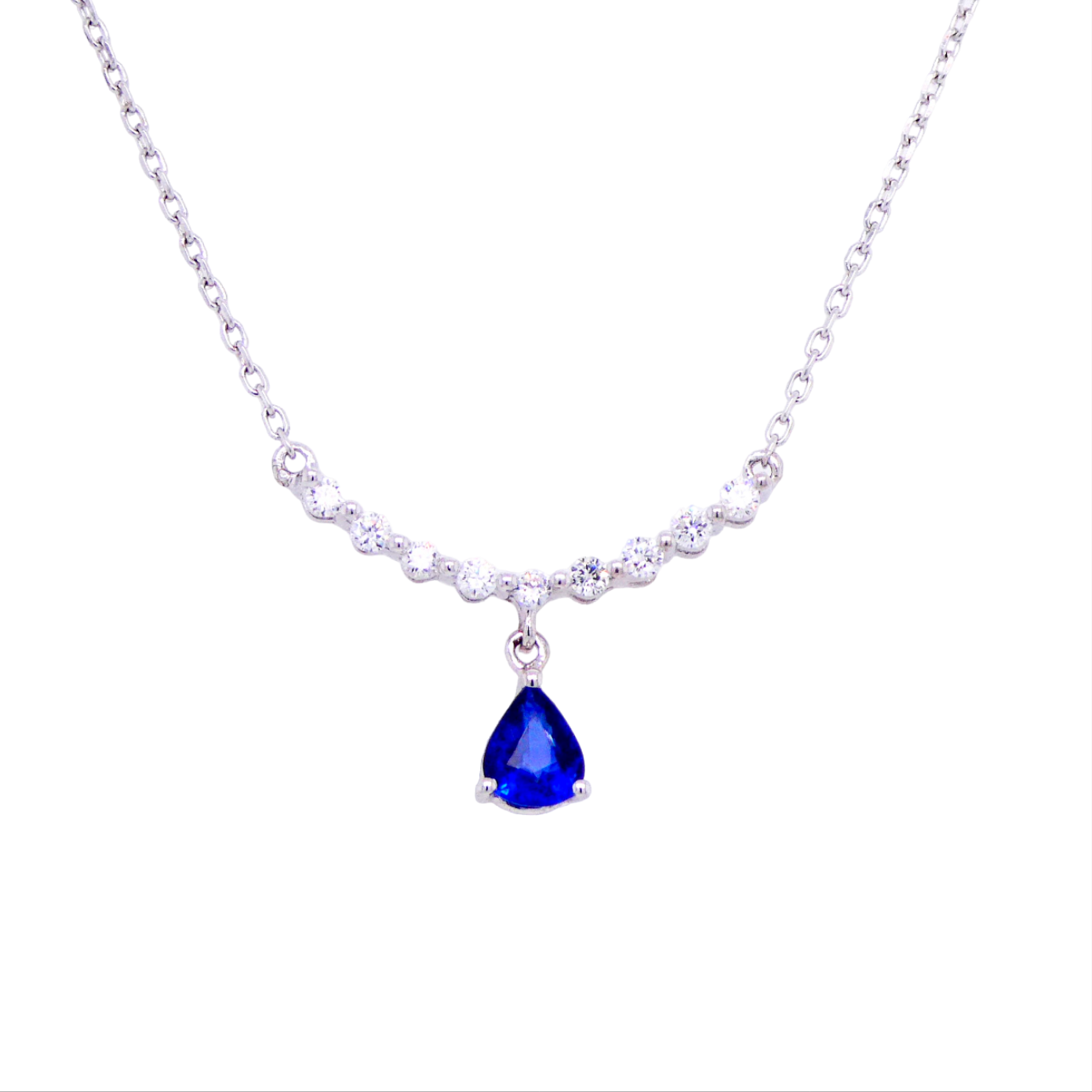 Natural Sapphire Necklace 1/10 ct tw Diamonds 10K White Gold | Kay