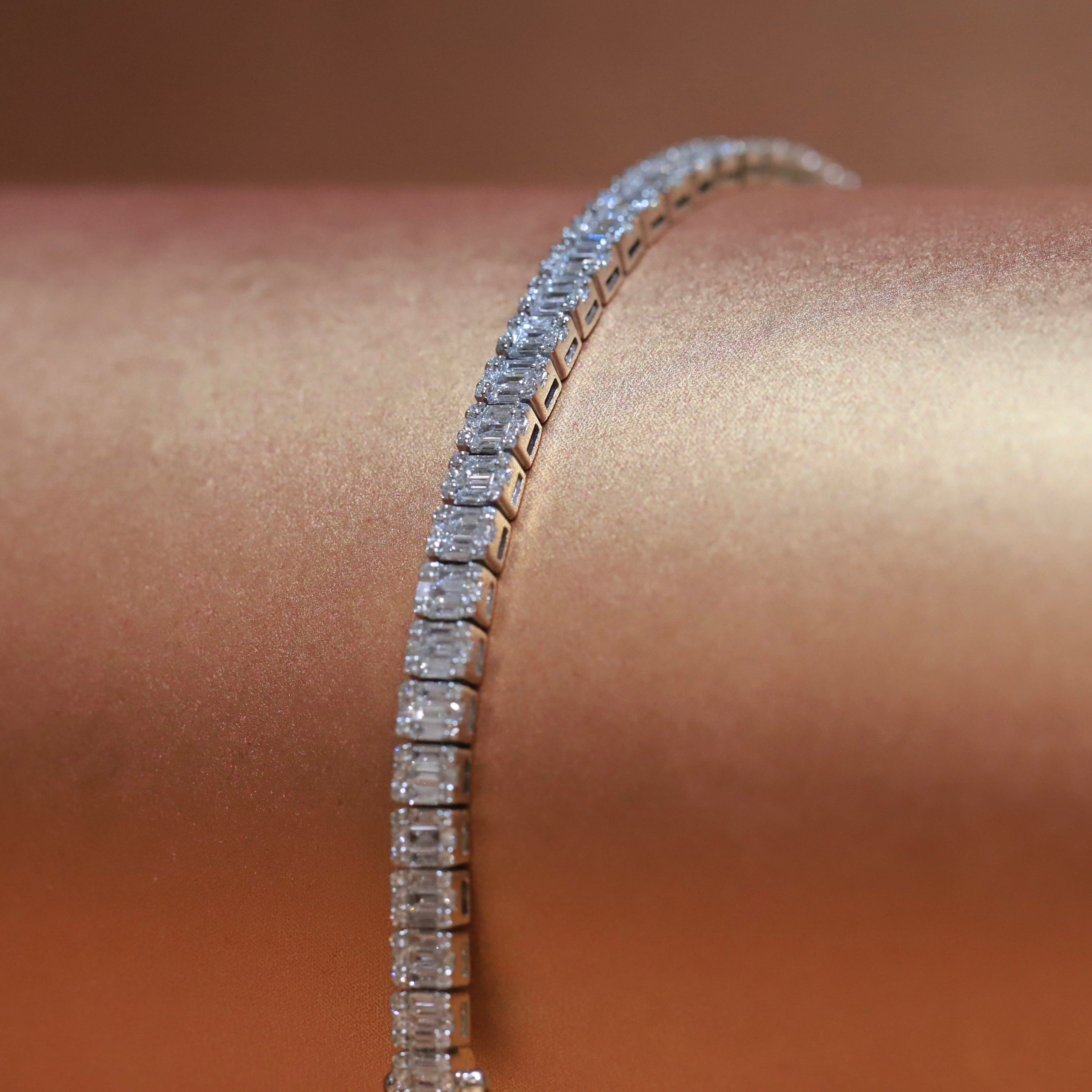 Real 3mm Natural VS D Diamond Illusion Set Tennis Bracelet In 925 Silver  6-8.5