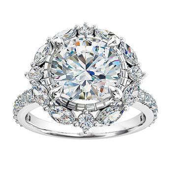 round brilliant cut diamond vintage halo engagement ring