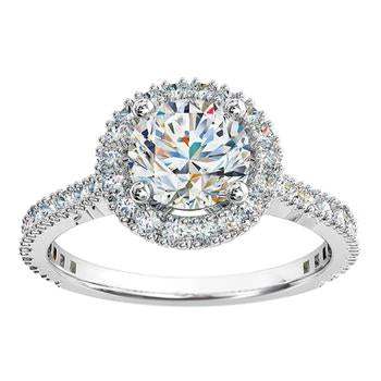 round brilliant cut diamond cluster halo engagement ring