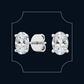 18ct White Gold Oval Cut Diamond Stud Earrings Set