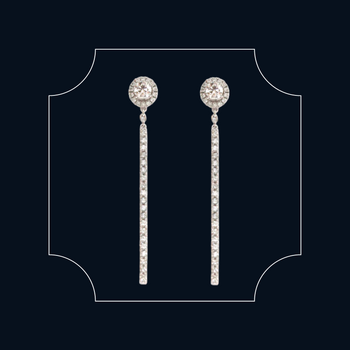 18ct White Gold Interchangable Stud Earring with Drop Diamond Add-On
