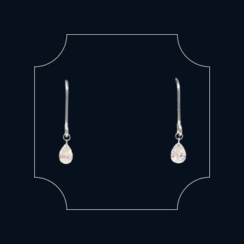 18ct White Gold Levitare Pear Brilliant Cut Diamond Hook Earrings