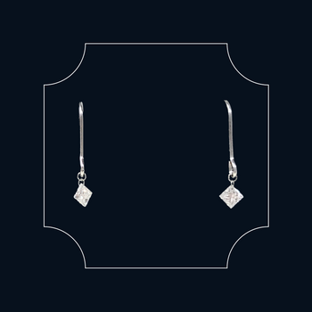 18ct White Gold Levitare Princess Cut Diamond Hook Earrings