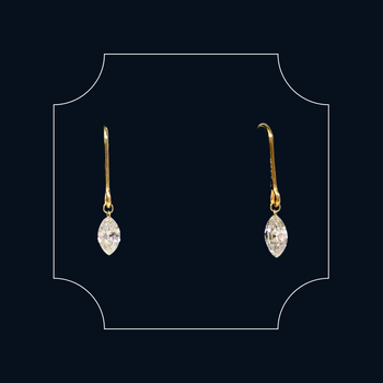 18ct Yellow Gold Levitare Marquise Brilliant Cut Diamond Hook Earrings