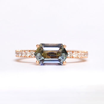 18ct Rose Gold Tanzanite Ring with Diamond shoulders