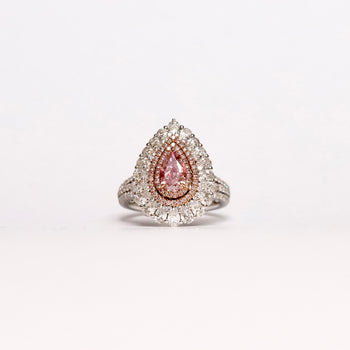 18ct White Gold Pear Cluster Pink Diamond Ring