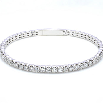 18ct White Gold Round Brilliant Cut Flex Diamond Bangle Tennis Bracelet