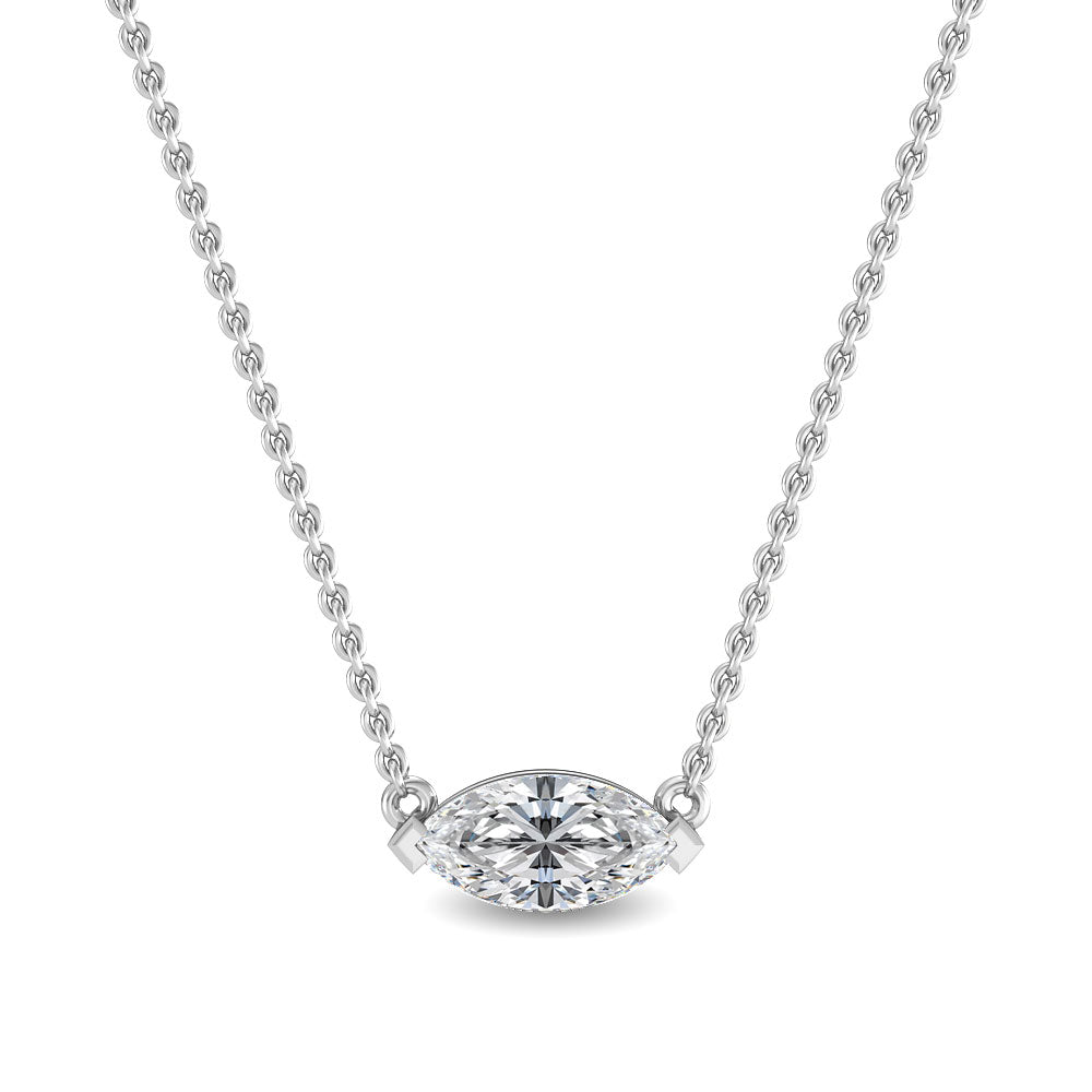 18ct White Gold Marquise Cut Diamond Pendant Necklace