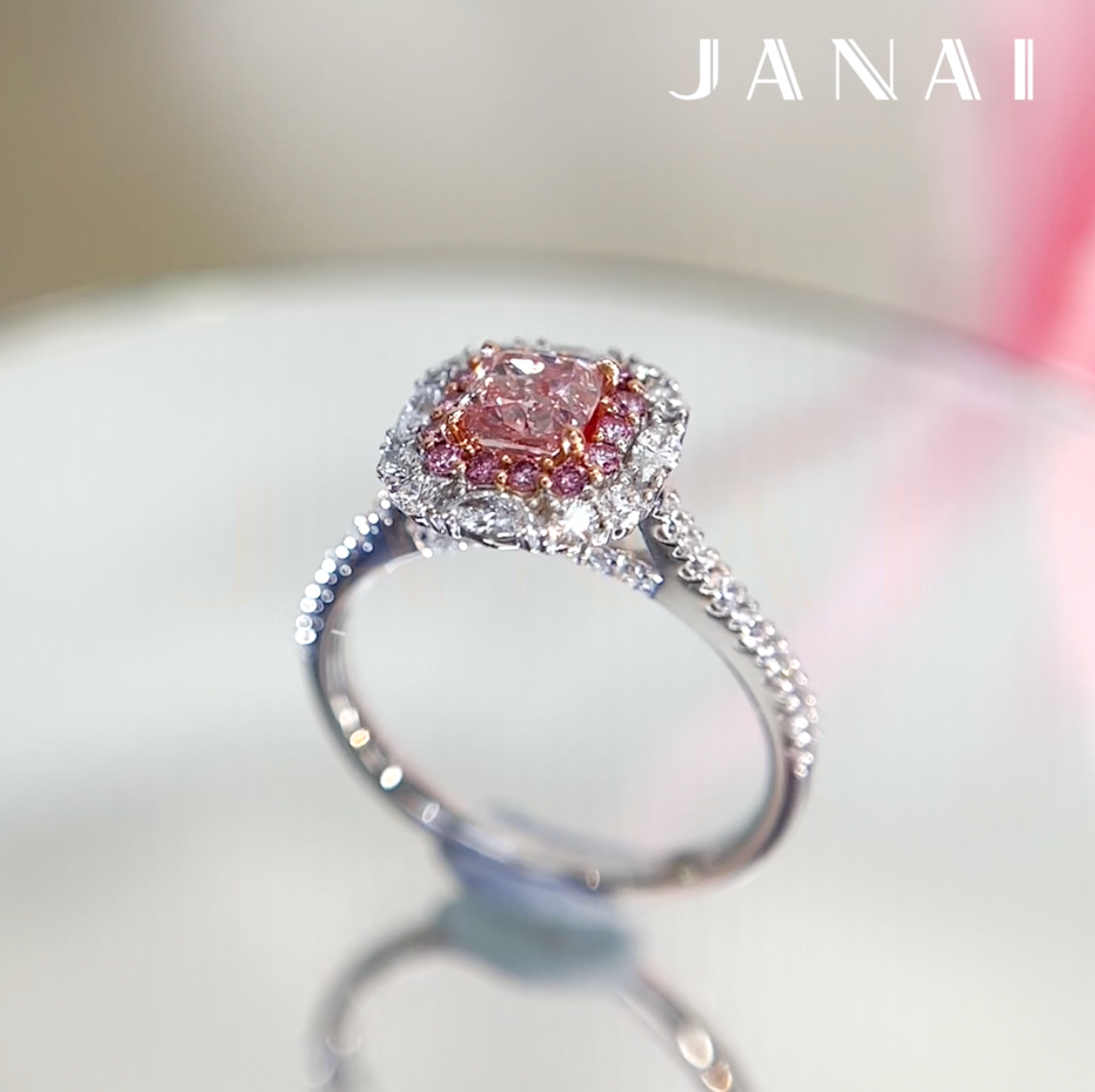 Cushion cut sales pink diamond