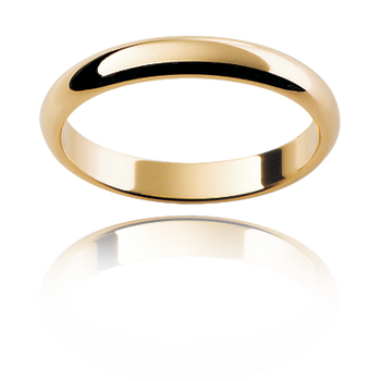 A yellow gold womens classic half round dome wedding ring