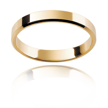 A yellow gold women's classic flat bevelled wedding ring