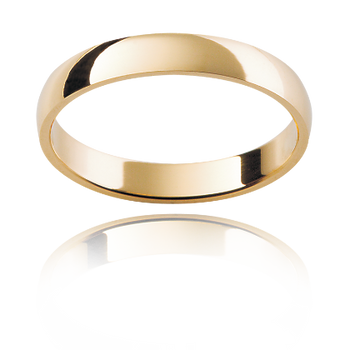 A yellow gold women's classic half round wedding ring