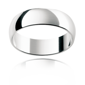 A platinum or white gold mens classic half round wedding ring