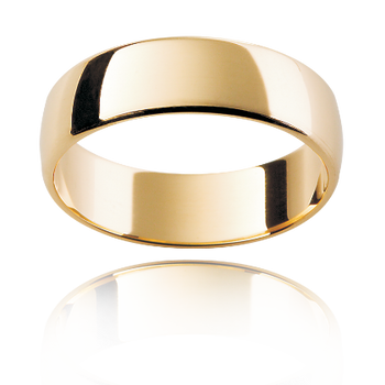A yellow gold mens classic flat round wedding ring