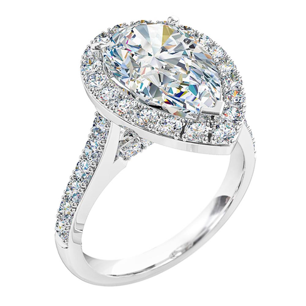 Pear Shaped Vintage Halo Engagement Ring - Seraphina