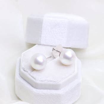 A pair of 18ct white gold round Southsea pearl stud earrings